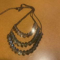 Vintage Three Strand Necklace With Clear Accent