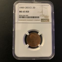 1988 Greece 2D MS65 RD NGC