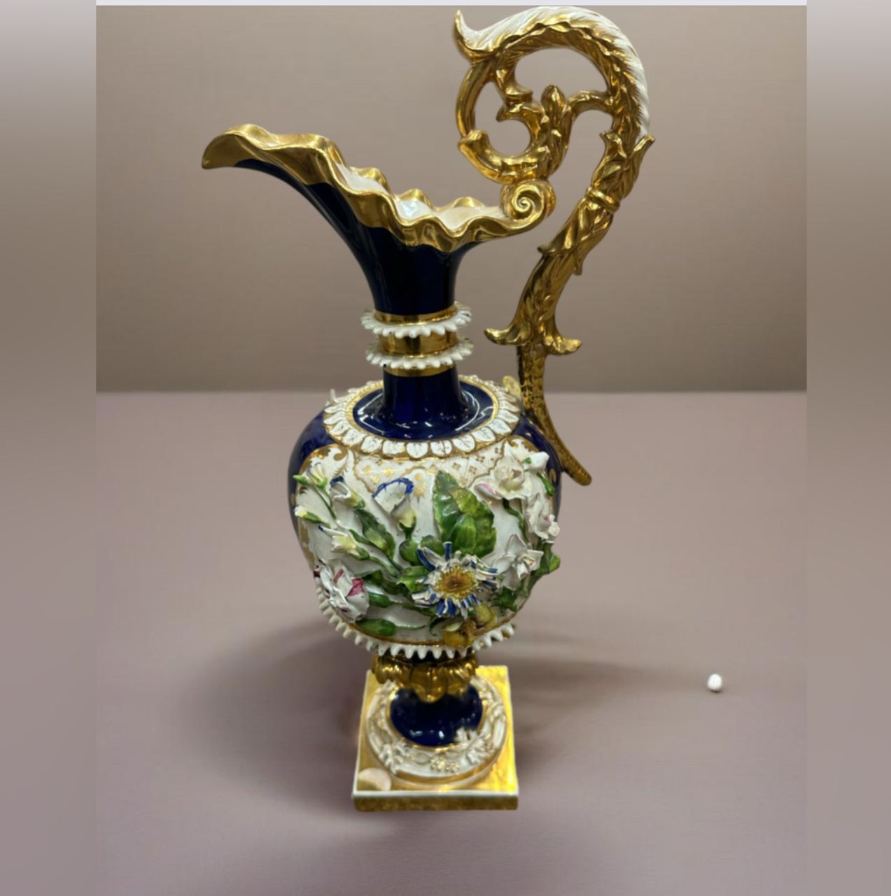 Royal Crown Derby Porcelain RARE Vase Raised Flowers & Leaves C. 1820’s
