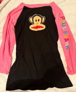Women’s Shirt Paul Frank black & pink long sleeve shirt with colorful logo letters on the sleeve