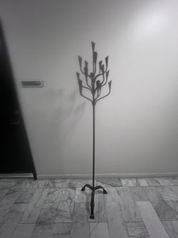 Vintage Brutalist Wrought Iron 16-Light Floor Candelabra