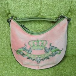 Juicy Couture Y2K Girlie Royalty Terry Cloth & Leather Shoulder 
