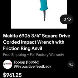 Makita 6906 3/4" impact 440lb torque 