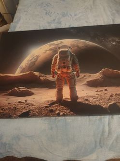 3 large astronaut canvas paintings