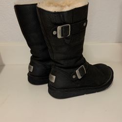 Ugg Sitter Black Leather Boots Size 5