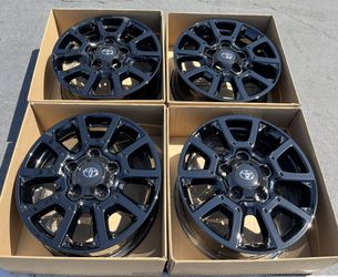 18" OEM TOYOTA TUNDRA TRD PRO WHEEL EXCHANGE WITH GLOSS BLACK POWDER COATED FINISH. WHEELS RIMS RINES