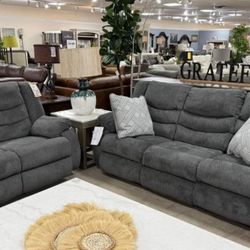 Brand New/,Gray Reclining Livingroom Set,sofa And Loveseat/ Financing Options 