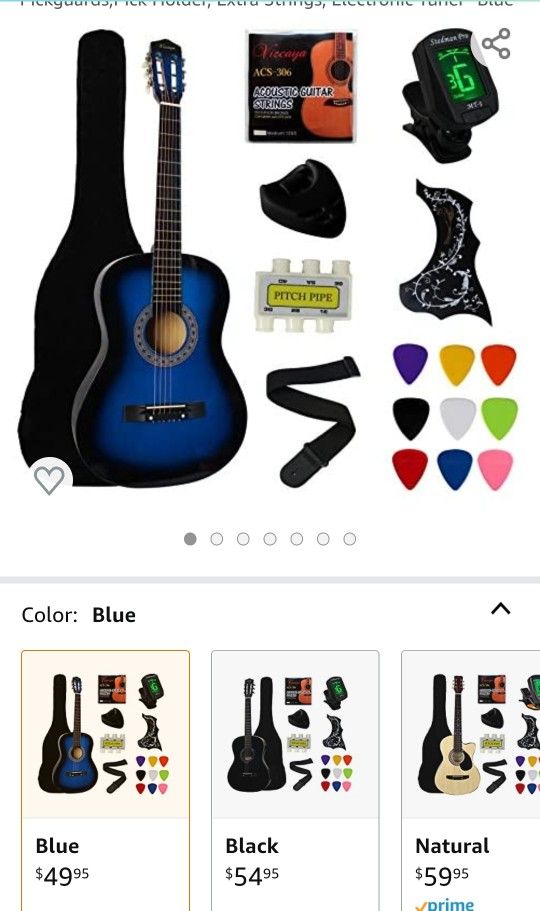 Ymc 38 In Blue Beginner Guitar Starter Package 