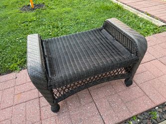 Dark Brown Wicker Outdoor Ottoman