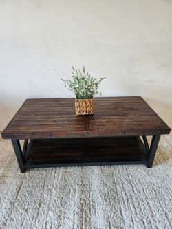 Industrial Rustic Wood and Metal Coffee Table