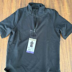 Brand New New Adidas Women's Short Sleeve Soft Terry Quarter Zip Shirt - Size XS