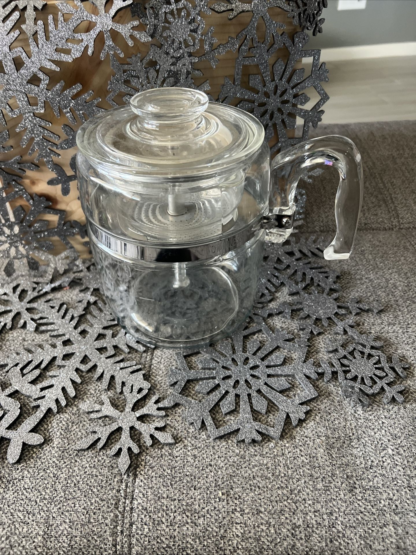 VTG Retro Pyrex Flameware Glass Percolator 9 Cup Coffee Pot 7759B Complete