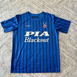 Travis Scott Utopia Pia Blackout Soccer Jersey - Size L Blue Short Sleeve