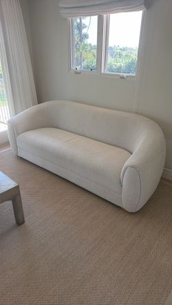 White Boucle Curved Sofa