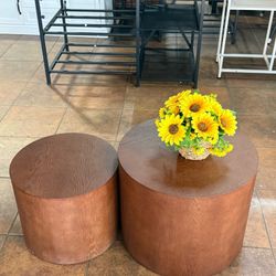 🔥Set of 2🔥Nesting Coffee Table Set Of 2 Round Wooden Coffee Tables Circle Modern Table For Small Space Living Room Bedroom Accent End Side Table(Bro