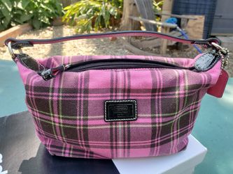 Coach pink, black, & green plaid mini Purse