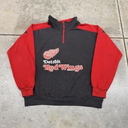 vintage detroit red wings quarter zip sweatshirt size large