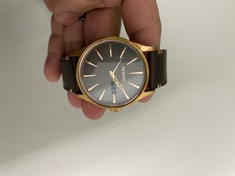 Nixon Sentry Leather Watch Gold/Gunmetal