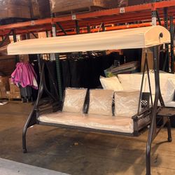 New In Box!! New Outdoor Patio Porch Swing with Adjustable Canopy Cup Holder Back And Seat Cushion