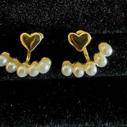 Heart With Pearl Earrings