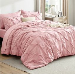 Bedsure Queen Comforter Set Pink - Bed in a Bag Queen Size Bedding 7 Pieces,