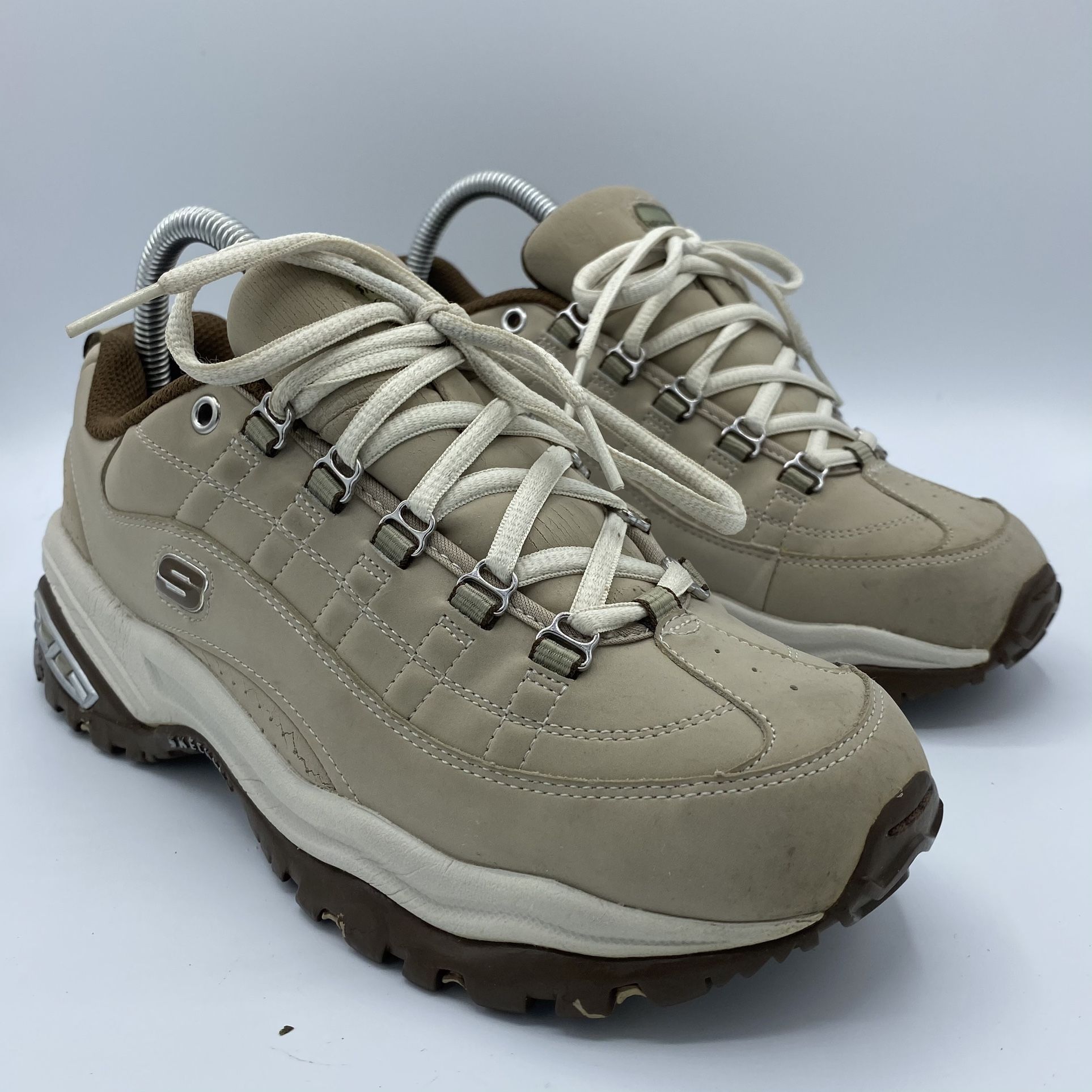 Skechers Sport Athletic Sneakers Premium Kudos Brown Beige Tan Leather Women 8.5