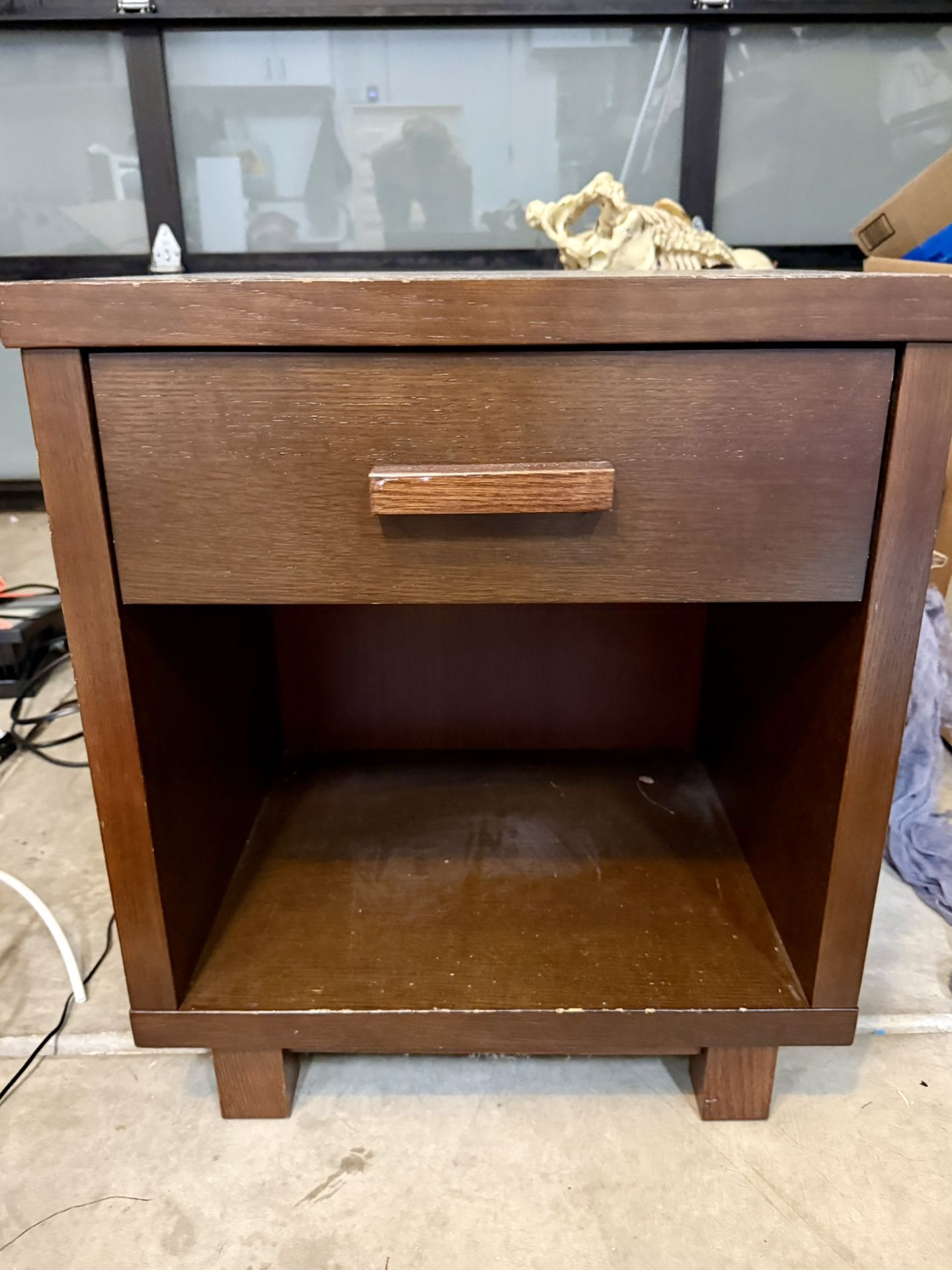 Dark Wood Nightstand And Matching Low Dresser