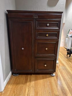 Espresso Finish Cabinet/Dresser with Drawers and Door