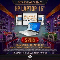 HP Laptop 15" display Core i3 4gb 128gb New