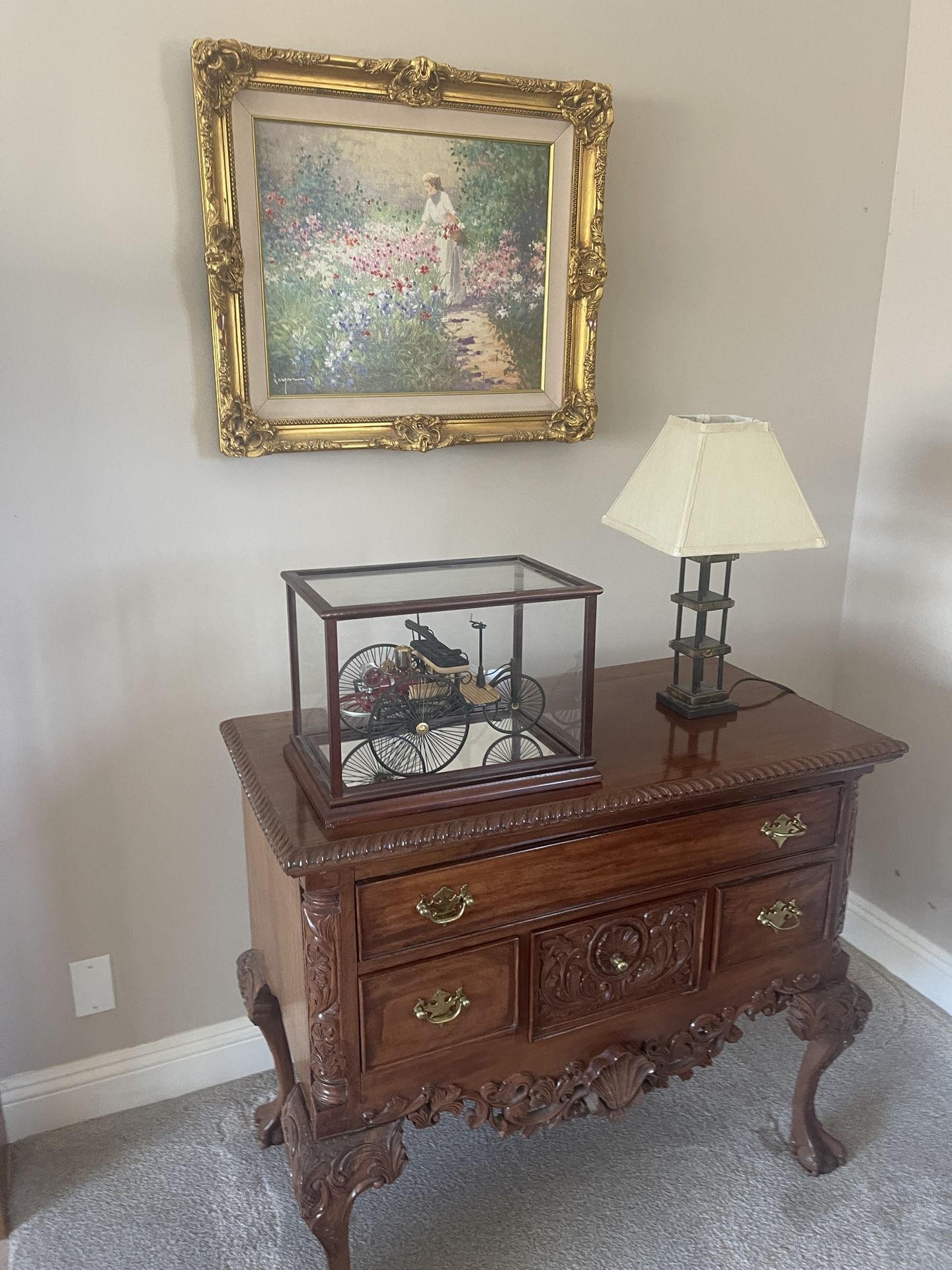 Vintage  1960's Carved Mahogany Chippendale