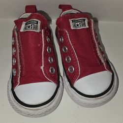 Converse Chucks Toddler Infant Size 4 Shoes Red White Low All Star 