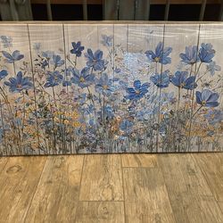 New!✨40x20 Blue Blossom floral canvas wall art