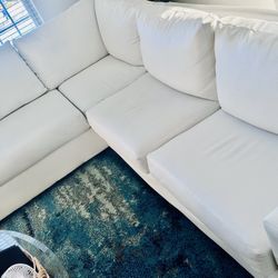 White leather sectional 