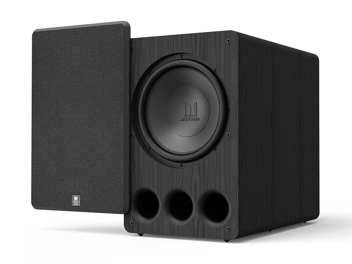 Pair of Monolith by Monoprice M-15 V2 15in THX Certified Ultra 1000-Watt Powered Subwoofer