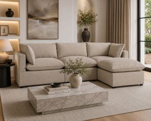Albany Park Kova L-Shape Sectional Sofa Oatmeal Performance Chenille ✨