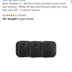 Blink Outdoor 4 – Wireless smart security camera, two-year battery, 1080p HD day and infrared night live view, two-way talk – 3 camera system 
