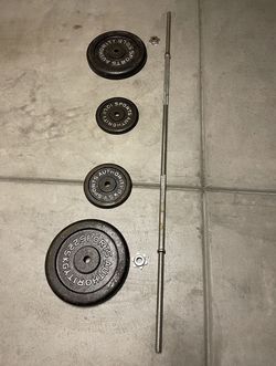 Bar With Two 50lb & Two 10lb Weights