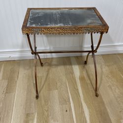 MUST SELL! Small Brass With Glass Top Accent Table