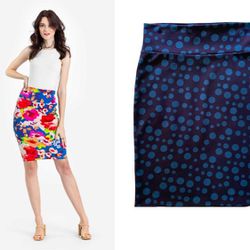 LuLaRoe Cassie Skirt in Navy Blue Polka Dot Size M 
