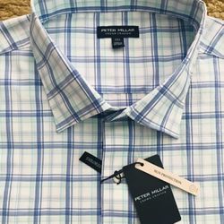 Peter Millar Crown Crafted Button Shirt Size L Plaid Blue Green NWT $200.00