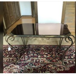 Iron & vintage Glass coffee Table