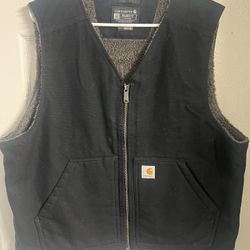 Carhartt Relaxed Fit Washed Duck Sherpa-Lined Vest Size Large