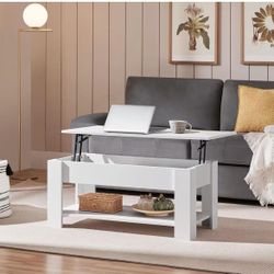 Coffee table with hidden storage white