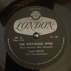 Gogi Grant   The Wayward Wind on 78 Rpm  From 1956