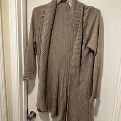 NY Collection Tan Brown Open Front Cardigan Sweater 