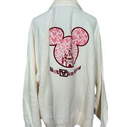 2025 Walt Disney World Pullover Sweatshirt Castle Pink Hearts Valentines 1X , made china, 80% cotton, 20% polyester, machine washable, armpit 33” each
