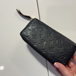 Louis Vuitton Zippy Wallet – Navy Blue with Red Trim – $350