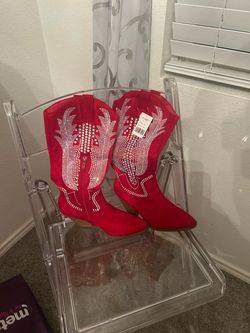 Red Rhinestone Cowboy Boots Sz 8