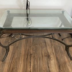 FREE Living Room Glass Table W Iron Legs 