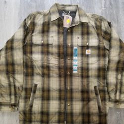 Carhartt Sherpa Lined Button Up Flannel Size Medium 